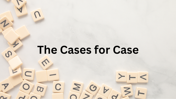 "The Cases for Case" text superimposed on top of scrabble letters. Looks good.